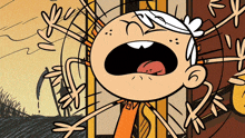 a cartoon of lincoln loud screaming with his mouth wide open