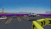 a pixelated image of cars in a parking lot with the word police on the back