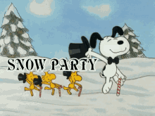 snow party snow day snoopy dancing in the snow