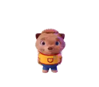 a stuffed hedgehog with a heart floating above him