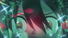 a close up of a person 's eyes surrounded by sparkles