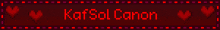 a red banner with hearts and the words " kafsol canon " on it
