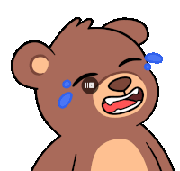 a cartoon of a teddy bear crying with tears coming out of its eyes