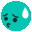 a turquoise smiley face with a tear coming out of it 's eye .
