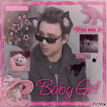 a picture of a man with cat ears and the words " baby girl " on the bottom