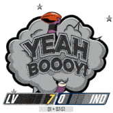 a sign that says yeah boooy with a football in the background