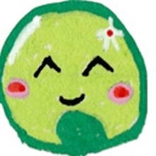 a cartoon drawing of a green circle with a flower in the middle .