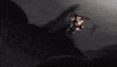 a cartoon character is flying through a dark sky