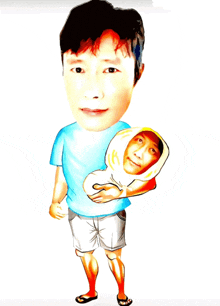 a cartoon of a man holding another man 's head
