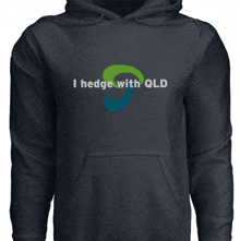 a hoodie that says i hedge with qld on the front