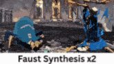 a video game scene with the words faust synthesis x2 at the top