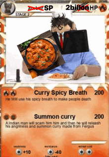 a pokemon card that says curry spicy breath 200