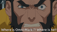 two blue cartoon characters standing next to each other with the caption where is omni-mark ? where is he !