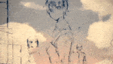a drawing of a boy with his eyes closed and a smile on his face