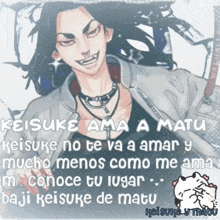 a drawing of a man with the words keisuke ama a matu