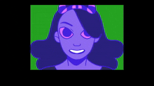 a cartoon of a girl with purple hair and a cat headband