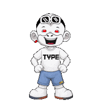 a cartoon character is wearing a type shirt