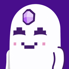a purple cartoon character with a big mouth and eyes