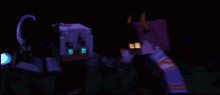 a blue light is shining on a dark surface