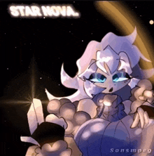 a cartoon drawing of a girl with the words star nova written on it