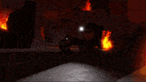 a computer generated image of a burning city
