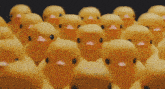 a bunch of yellow rubber ducks are standing in a row