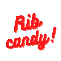 a red logo that says rib candy on it