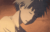 a close up of a person 's face with a shadow on the wall