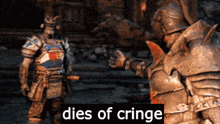 a screenshot of a video game with the words dies of cringe