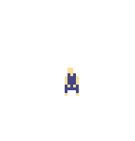 a pixel art drawing of a monster with a purple hat