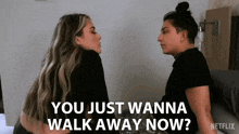 a netflix ad shows two women looking at each other