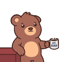 a brown teddy bear holds a mug that says # 1 dad