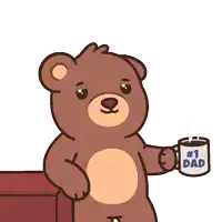 a brown teddy bear holds a mug that says # 1 dad