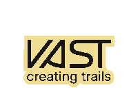 a logo for 55 years vast creating trails with birds on it
