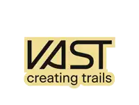 a logo for 55 years vast creating trails with birds on it