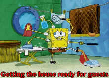 Getting The House Ready For Guests GIF - Spongebob Getting Ready Cleaning GIFs