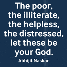 a quote by abhijit naskar is displayed on a dark blue background