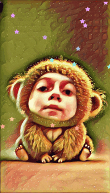 a painting of a monkey wearing a sweater