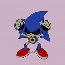 a drawing of sonic the hedgehog with a red eye
