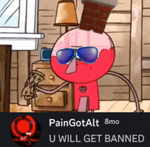 a cartoon character wearing sunglasses says paingotalt 8mo