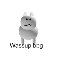 a cartoon character with the words wassup bbg written below it