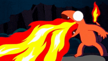 a cartoon of a lizard with flames coming out of it 's mouth