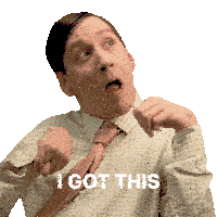 a man in a plaid shirt and tie points at the camera with the words " i got this " written below him