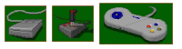 a pixel art of a joystick and a controller