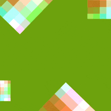 arabic writing on a green background with colorful squares around it