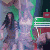 a woman in a corset is dancing in front of a jupiter sign