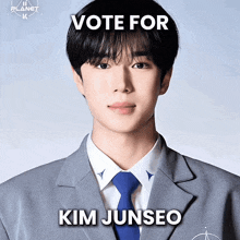 a man in a suit and tie is asking people to vote for him