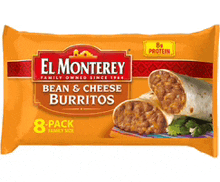 a package of el monterey bean cheese burritos