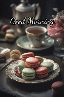 Good Morning Macarons And Tea GIF