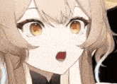 a close up of a anime girl with a surprised look on her face